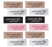 Healifty 80pcs Handmade Clothing Collar Labels Double Love Heart Sewing Tags DIY Apparel Tag Set in Pink, Black, White, and Chocolate Colors for Garment Accessories