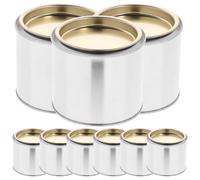 Healifty 8Pcs 0.3L Iron Paint Storage Cans with Lids Round Metal Ink Containers Practical Paint Adjustment and Mixing Tins for Home and Factory Use