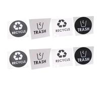 Healifty 8pcs Adhesive Trash Can Stickers, Self-Adhesive Recycling Bin Labels Black and White Designs, Sturdy Waste Sorting Decals for Household and Office Use