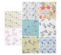 Healifty 8pcs Cartoon Animal Printed Cotton Fabric Patchwork Cloth for DIY Sewing Crafts Lightweight and Easy to Cut Fabric Sheets for Bags and Quilting Projects