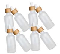 Healifty 8Pcs Essential Oil Glass Bottles with Bamboo Wood Rings Leakproof Dropper Pipettes for Accurate Dispensing and Small Vials for Aromatherapy Cosmetic Liquid Storage and DIY Skincare