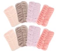 Healifty 8pcs Flannel Face Washing Wristbands, Soft Plush Wrist Spa Bands with Absorbent Wrist Wraps, Multi-color Set for Skincare and Bath Use