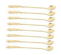 Healifty 8Pcs Flower Shape Stainless Steel Coffee Spoons Ergonomic Dessert and Ice Tea Stirring Spoons Condiment and Sugar Serving Utensils Gold Tone Suitable for Home and