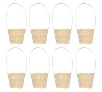 Healifty 8pcs Handmade Bamboo Weaving Picnic Basket Set, Portable Outdoor Storage Containers for Snacks, Fruits, Vegetables, and Flower Arranging, Large 9cm X 7cm Handwoven Baskets for Home