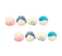 Healifty 8pcs Large Soft Mesh Bath Balls Bath Shower Poufs with Set Beige Gray Green Pink Navy for Body Scrubbing and Exfoliating Bathing Accessories