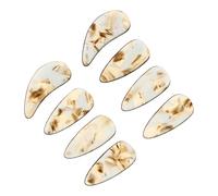 Healifty 8pcs Large Tea-colored Guzheng Fake Nails Finger Nail Protectors Double-curve Design for Adults and Guzheng Practice Tools Fingertip Protection Covers