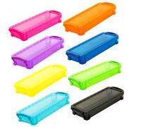 Healifty 8pcs Mini Pencil Box Set, Lightweight Plastic Pen Storage Cases with Lid, Colorful Small Stationery Organizer for Desk and Travel