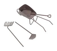 Healifty 8pcs Miniature Dollhouse Gardening Tools Set Rust Finish Mini Cart, Rake, and Wheelbarrow for Succulent Plants Bonsai Micro Landscape Decoration Accessories