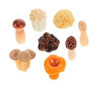 Healifty 8pcs Miniature Resin Mushrooms Realistic Artificial Vegetables for DIY Crafts Home Decor Bedroom Mushroom Figurines for Creative Hotpot Decorations
