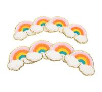 Healifty 8pcs Rainbow Embroidery Appliques Set Double-Layer Chenille, Heat-Bonded Backing, DIY Clothing Patches for Sewing and Decorative Crafts