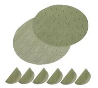 Healifty 8pcs Round Bamboo Pattern PVC Placemats Non Slip Table Mats Coasters for Dining Table Office Desk Easy to Clean Heat Resistant Home Decor