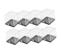 Healifty 8pcs Transparent Mineral Display Boxes with Black Base Crystal Specimen Storage Cases for Collectibles Lightweight Organizer for Crystals Flowers and Insects