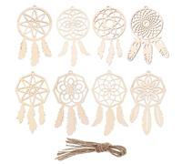 Healifty 8pcs Wooden Dreamcatcher Decoration Dream Catcher Beige Paintable Unfinished Wood Creative Chic Home Hanging Decoration