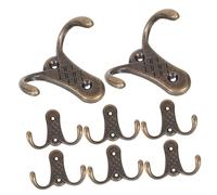 Healifty 8pcs Zinc Alloy Vintage Wall Hooks Double Prong Heavy Duty Coat Hangers for Towels Robes Hats Bathroom Kitchen Cabinet Partition Organizer