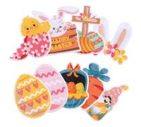 Healifty 9pcs Easter-Themed Embroidered Appliqué Patches Rabbit and Egg Designs, Iron-on Decorative Sewing Crafts for Clothes, DIY Accessories for Jackets, Hats, and Bags