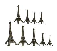 Healifty 9pcs Eiffel Tower Statue Iron Sculpture Vintage Cake Topper, Eiffel Tower Centerpiece Figurine for Home Decor and Party Table Decoration