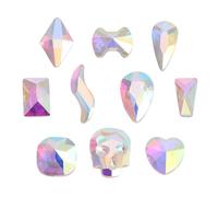 Healifty Ab Flatback Rhinestones Assorted Color with Mixed Shapes and Sizes 100pcs Glass Gems for Manicure Charm and Cell Phone Case Decoration for Nail Art and Body Art