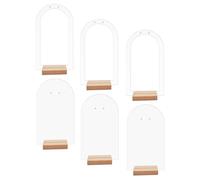 Healifty Acrylic Jewelry Earring Display Stand 6pcs Arch Design with Wooden Base for Studs and Dangle Earrings Suitable for Desktop and Retail Environments