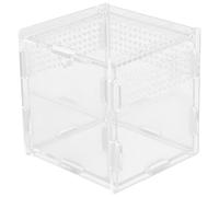 Healifty Acrylic Reptile Feeding Box 9x9x9.5cm Terrarium Habitat Case for Lizards Snakes Tarantulas 360° Viewing for Reptile Keeping