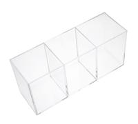 Healifty Acrylic Stationery Storage Bucket with Three Compartments Transparent Organizer for Pens Eyebrow Pencils Makeup Brushes and Lipsticks Lightweight Desktop Holder for Office and