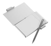 Healifty Aluminum Alloy Mini Notepad with Pen, Silver Metal Card Holder Notebook for Office and School, Portable To-do List Memo Pad for Students and Planning