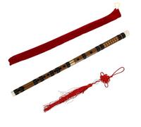 Healifty Antique Style Two-Piece Bamboo Flute G Key Traditional Transverse Professional Instrument for Adult Beginners Natural Wood Color Random Accessories