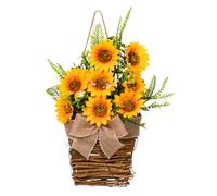 Healifty Artificial Workmanship Front or with Decor for Sunflower Wreath Door Use Rustic Yellow Silk Flowers and Sturdy Plastic Frame, Fine Season to Decorate Your Front Door or Wedding