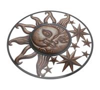 Healifty Aztec Sun and Moon Metal Wall Art Decoration Vintage Copper Patina Wrought Iron Sculpture for Indoor Outdoor Garden Hanging Classic Celestial Theme with Easy Installation