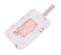 Healifty Baby Wipe Dispenser Storage Bag Portable Refillable Cotton-Polyester Hanging Wet Tissue Holder for Travel and Baby Nursery, Rainbow Pink, 1pc