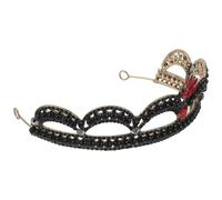 Healifty Baroque Vintage Black Rhinestone Crown Headpiece, Bridal Tiara Queen Headpiece for Wedding, Party, and Cosplay Accessories