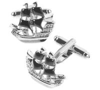 Healifty Black Electroplated Sailboat Cufflinks for Men, Copper Metal Button Covers, Nautical Suit Accessories for Formal Shirts, 1 Pair
