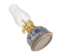 Healifty Blue and White Porcelain Oriental Oil Lamp, Ceramic Tea Light Holder with Lotus Branch Pattern, Decorative Mushroom Light for Camping and Home Ambiance, Set of 6