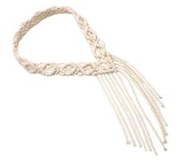 Healifty Bohemian Handmade Macrame Headband for Women Nordic Style Cotton Rope Headdress with Pearls Lightweight Woven Hair Accessory for Travel Parties and Vintage Inspired Looks