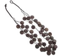 Healifty Bohemian Layered Wooden Beaded Necklace for Women, Handmade Multi-layer Short Coconut Shell Choker, Brown Coffee Color Strand Jewelry for Ladies