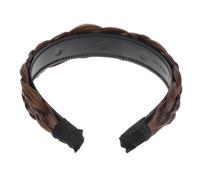 Healifty Braided Wig Headband Wide Five-strand Plaited Hair Hoop Light Brown Hair Accessory for Women for Daily and Party Wear