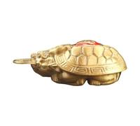 Healifty Brass Longevity Feng Dragon with Shui Turtle Ornament Stable Base and Detailed Patterns, Vintage Golden Figurine for Gift for Wealth Desk and Workspace