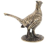 Healifty Brass Pheasant Figurine with Base, Long-tail Animal Sculpture for Home and Office Décor, Retro Feng Shui Pheasant Ornament for Table and Shelf Display