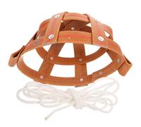 Healifty Breathable Leather Horse Muzzle for Farm and Grazing Use, Safe and Comfortable Cattle Mouth Covering with Hollowed out Design and Sturdy Nylon Cord Strap