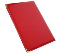 Healifty Business Folder Red Leather Portfolio Document Organizer Metal Corners for Contract Management and Office Use
