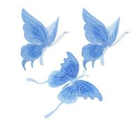 Healifty Butterfly Iron on Embroidery Patches 3Pcs Three-Dimensional DIY Clothing Appliques for Jackets Jeans Hats Shoes Bags