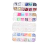Healifty Butterfly Nail Art Sequins and Glitter Set 4 Boxes Irregular Shape Diy Manicure Supply for Girls Nail Studs Decoration and Home Use