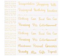 Healifty Cash Budget Envelope Labels Multi-Function Alphabet Sticker Set, Gold Lettering, 10 Sheets for Household and Personal Finance Organization, Portable Small Label Stickers