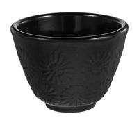 Healifty Cast Iron Tea Cup 80Ml Black Metal Retro Design with Sunflower Pattern for Asian Tea Ceremonies