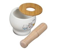 Healifty Ceramic Garlic Grinding Bowl and Pestle Ergonomic Mortar for Garlic Spices Chili Medicine Powder Smooth Surface Kitchen Tool for Healthy Food Preparation