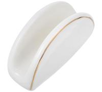 Healifty Ceramic Napkin Holder with Gold Rim, Large Decorative Standing Tissue Dispenser for Tabletop Use, Elegant Serviette Storage Rack for Restaurant and Home Dining