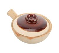 Healifty Ceramic Stew Pot 500ml Khaki Casserole Cooking Pot with Binaural Handles, Nonstick, Easy Clean, Insulation Effect, for Stewing Meat and Soup
