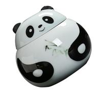 Healifty Ceramic Storage Canister with Lid 380ml Panda Shape Airtight Tea Jar for Kitchen and Pantry with Good Sealing Function and Smooth Surface for Tea Lovers
