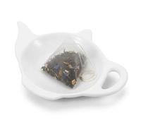 Healifty Ceramic Tea Bag Dish and Holder: Teapot Shaped Rest - Stable White Porcelain Teabag Caddy for Spoon Kitchen Accessories