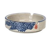 Healifty Ceramic Underglaze Ashtray Blue Round Shape Creative Household Supplies Eco Friendly Desktop Decoration for Family Gatherings Parties Bars