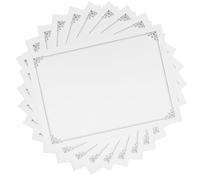 Healifty Certificate Paper, Blank Special Paper, A4 Size, 10pcs, Silver Frame, Decorative Borders, Employee Recognition